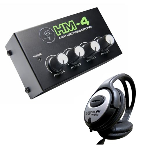 Mackie HM-4, Kompakter 4-Kanal Kopfhörerverstärker mit 4 unabhängigen Stereo-Ausgängen und keepdrum Kopfhörern