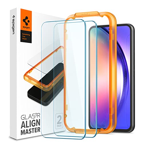 Spigen AlignMaster Schutzfolie für Samsung Galaxy A54 5G, 2 Stück, Kratzfest, 9H Härte, transparent