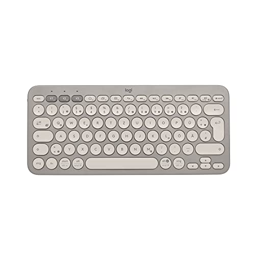 Logitech K380 Multi-Device Bluetooth Wireless Keyboard, Easy-Switch Design, Slim, tragbar, 2 Jahre Batterie, kompatibel mit PC, Laptop, Windows, Mac, iPad OS, Apple TV, Deutsches QWERTZ - Sand