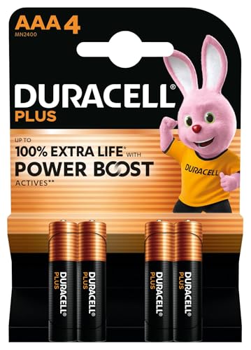 Duracell Plus-AAA BOOST K4 Batterien, hoher Energielieferant für Fernbedienungen, Spielzeuge und tragbare Geräte, 4er Pack