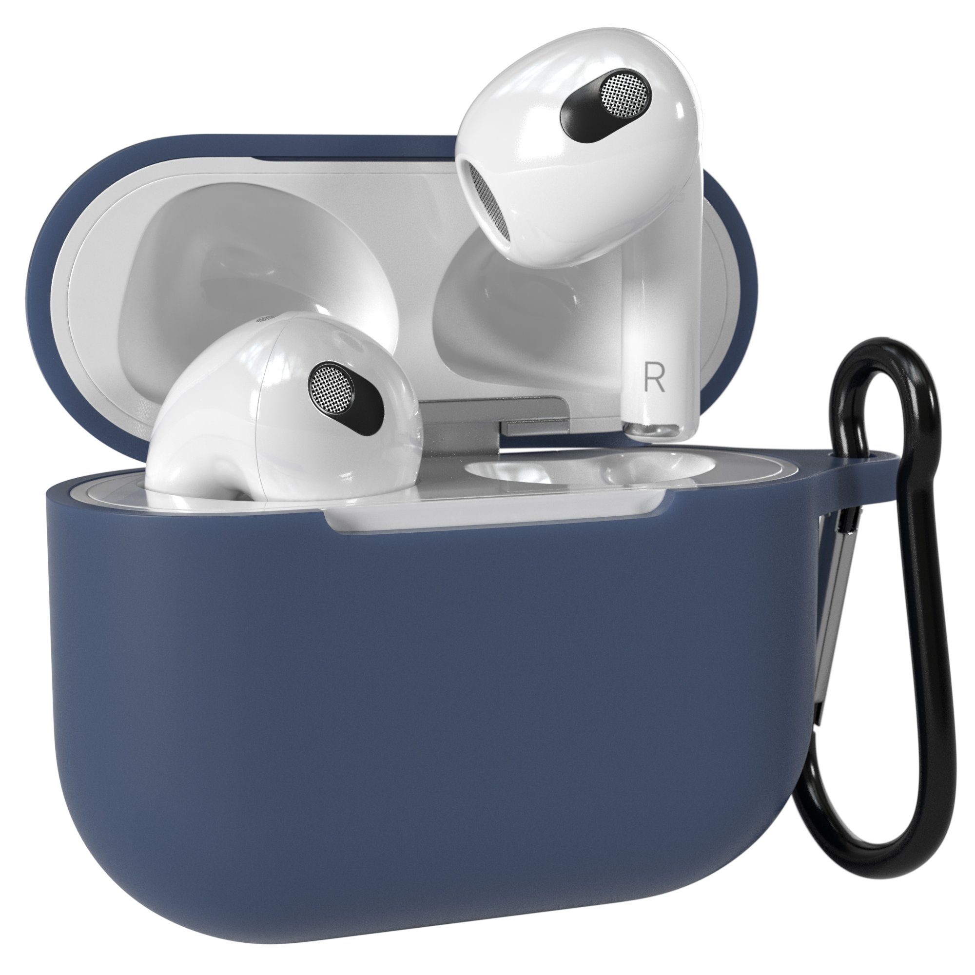 EAZY CASE Kopfhörer-Schutzhülle Silikon Hülle kompatibel mit Apple AirPods 3, Qi-Charging möglich Stoßfest Fullcover Hülle Box (Schwarz)