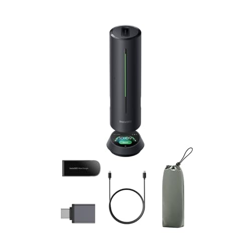 Insta360 Wave Graphitschwarz, KI-Freisprecheinrichtung mit 8 Noise-Cancelling-Mikrofonen, Bluetooth, KI-Transkription in 99 Sprachen, 32 GB Speicher, Meeting-Assistent