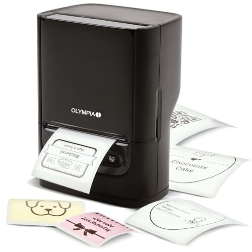 Olympia Label printer PM220, tragbarer Etikettendrucker mit verstellbarer Etikettenbreite, schwarz