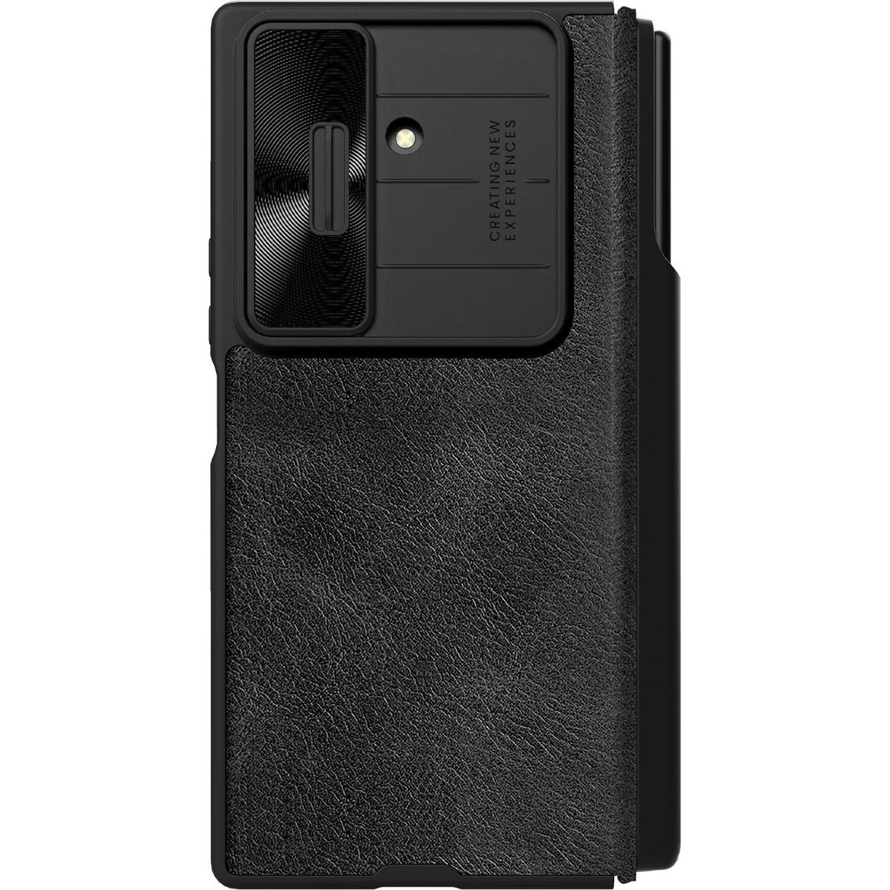 Nillkin Qin Book PRO Pen Slot Case für Samsung Galaxy Z Fold 7, elegante Lederhülle mit Kartenfächern und Kameraabdeckung, Schwarz