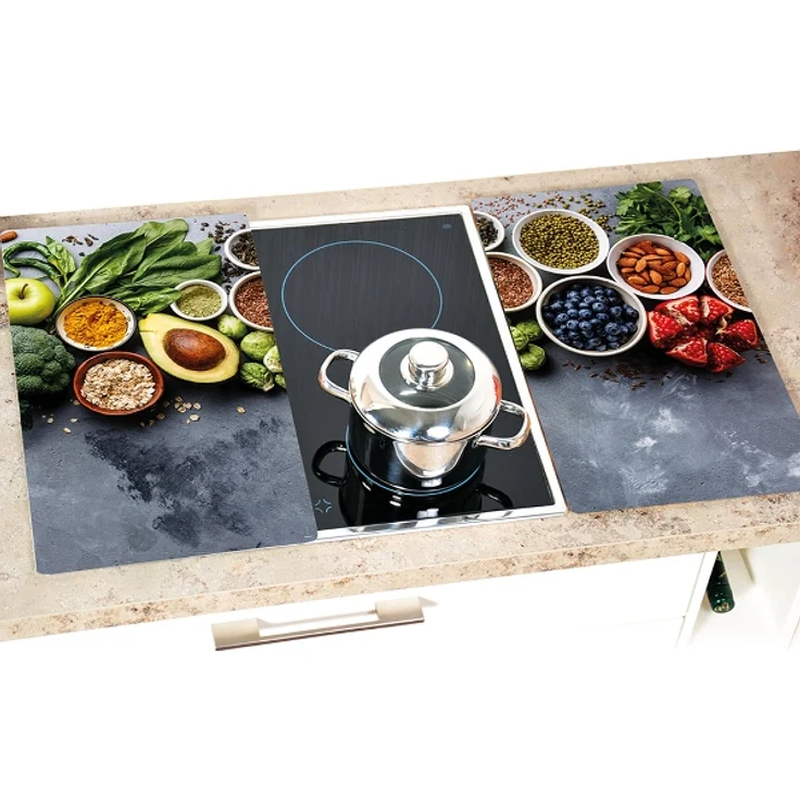 Kesper 36543 13 Multi-Glasschneideplatte Motiv: Healthy Kitchen-Maße: 52 x 30 x 0,8 cm, Glas – Bild 2