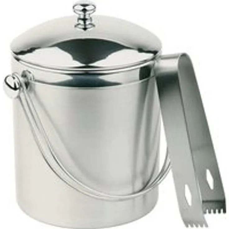 APS 36013 Doppelwandiges Edelstahl Eiskübel Set mit Zange, Ø 12 x 14 cm, 1 ltr