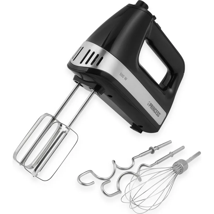 Princess 222206 Handmixer, 500W, Kunststoff, schwarz, silber