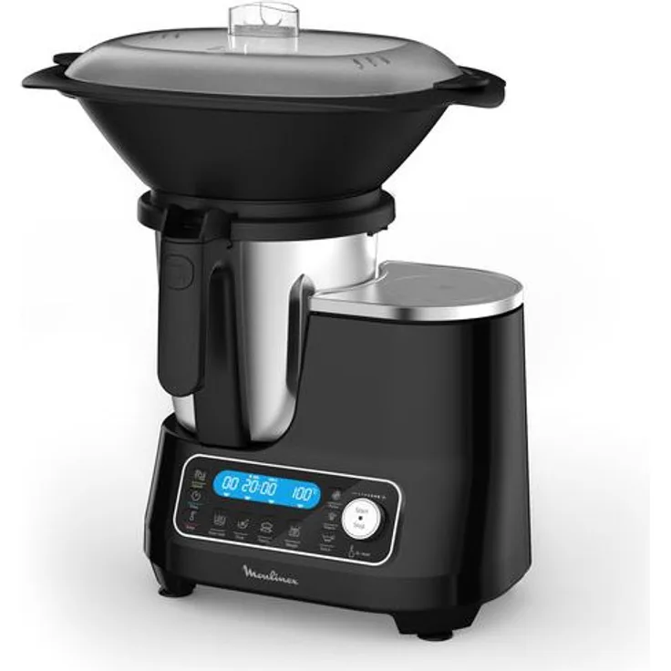 Moulinex Click Chef Küchenmaschine, multifunktional, 5 automatische Programme, Küchenmaschine, kompakt, 25 Funktionen, integrierte Küchenwaage, Dampfgarer, Mixer, 3,6 l, 1400 W, HF456810