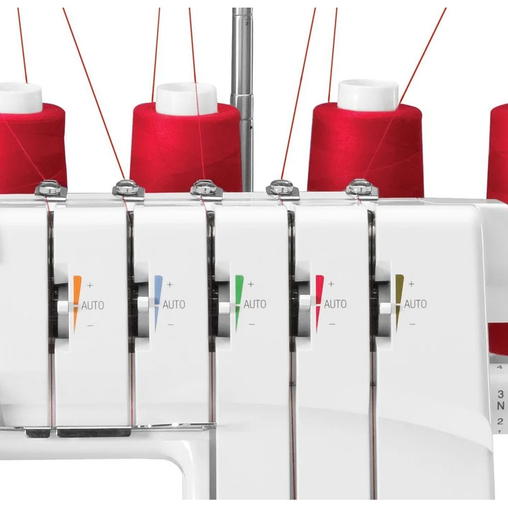 Singer Professional 5 Overlock-Nähmaschine 14 Nähprogramme Automatische Fadenspannung Differentialtransport Einstellbarer Nähfußdruck Fadenschneider Nadeleinfädler Overlock-Nähmaschine, weiß – Bild 3
