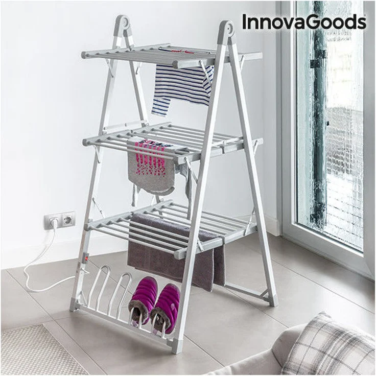 InnovaGoods Compak Zusammenklappbarer Elektrischer Wäscheständer 300W Grau (30 Stangen)