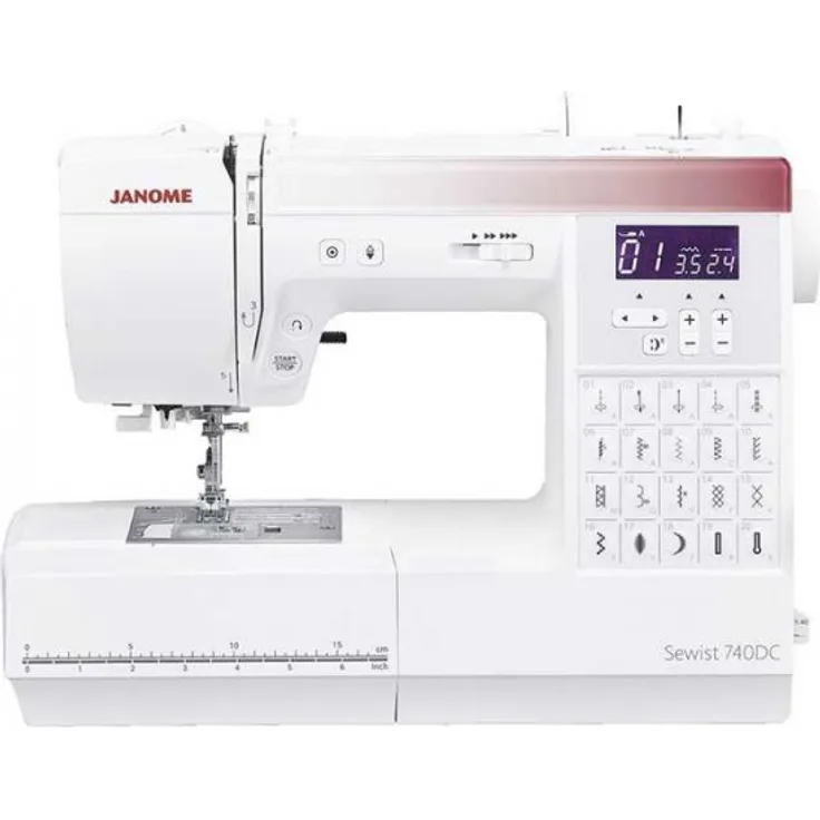 Janome Sewist 740DC  40 Nähprogramme Display Einstellbarer Nähfußdruck Fußanlasser Computer-Nähmaschine, weiß