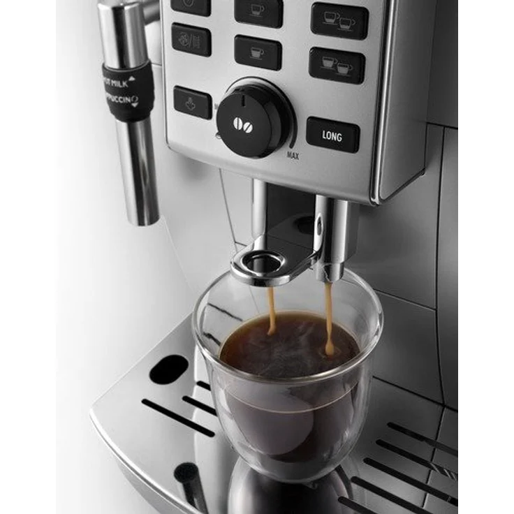 De'Longhi ECAM 25.120.SB Kaffeevollautomat mit Profi-Milchaufschäumdüse für Cappuccino und integriertem Mahlwerk, mit Espresso- und Kaffee Direktwahltasten und Drehregler, 2-Tassen-Funktion, Großer 1,8 Liter Wassertank, silber – Bild 4