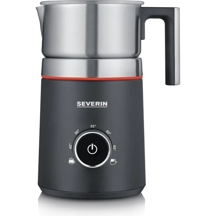 Severin SM 3586 Induktions-Milchaufschäumer Spuma 700, 500 W, ca. 0,7L, 360°-LED Leuchtring, einstellbare Temperatur, Schokoladenfunktion, spülmaschinengeeigneter Milchbehälter, edelstahl gebürstet, matt schwarz – Bild 11