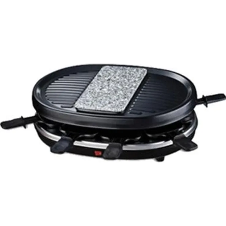 H.Koenig RP80 Raclette-Gerät - 8 Personen - Naturstein und Grillplatte - mit Pfännchen - 900 W - schwarz