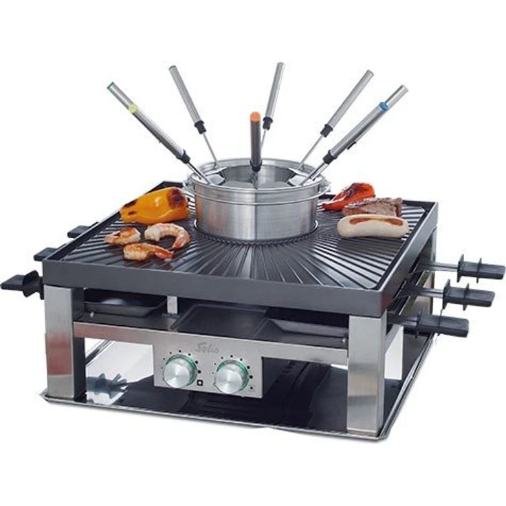 Solis Raclette, Tischgrill und-oder Fleischfondue, 8 Personen, Edelstahl, Combi-Grill 3 in 1 Typ 796  – Bild 11