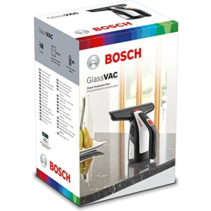 Bosch GlassVAC Fenstersauger, 30 min Akkubetrieb, breite und schmale Absaugdüse, Sprühflasche mit Mikrofaserbezug, schwarz-weiß  – Bild 6