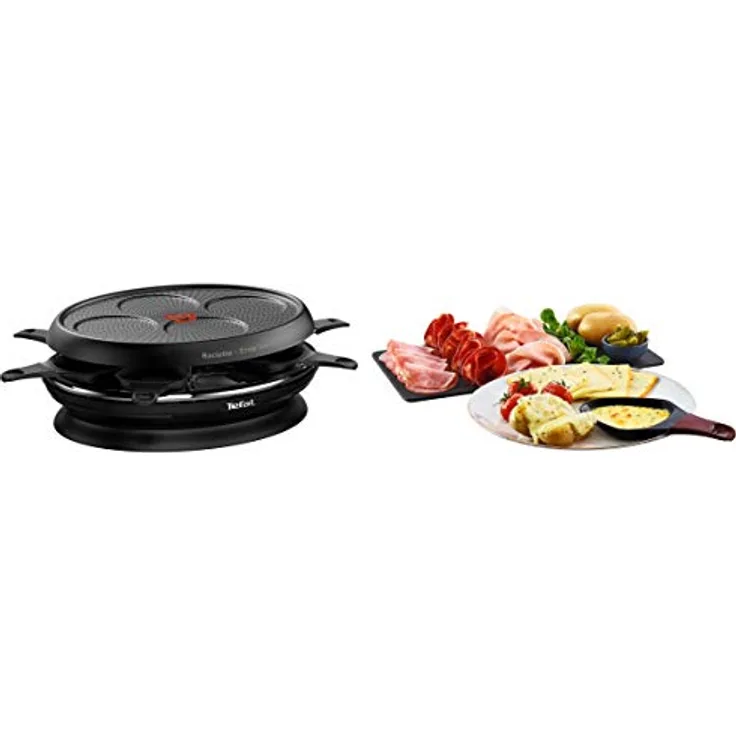 Tefal Store'inn 2-in-1 Raclette-Gerät für Crêp'party mit integrierter Aufbewahrung, Antihaftbeschichtung Powerglide, kompatibel Integrierte Ablage für Schalen Schwarz