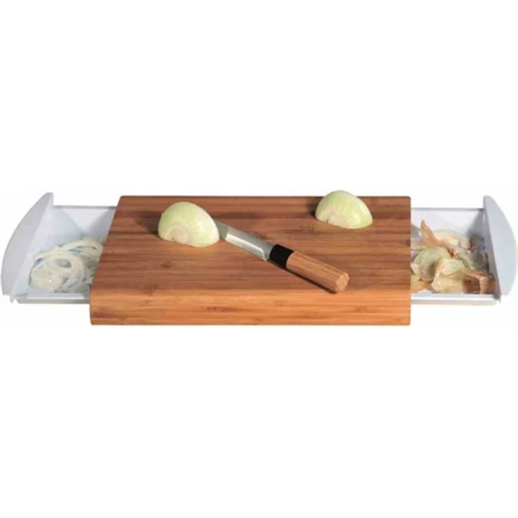 Kesper Schneidebrett mit Auffangschalen aus Bambus-Kunststoff, braun-weiß, 41 x 25 x 4 cm – Bild 2