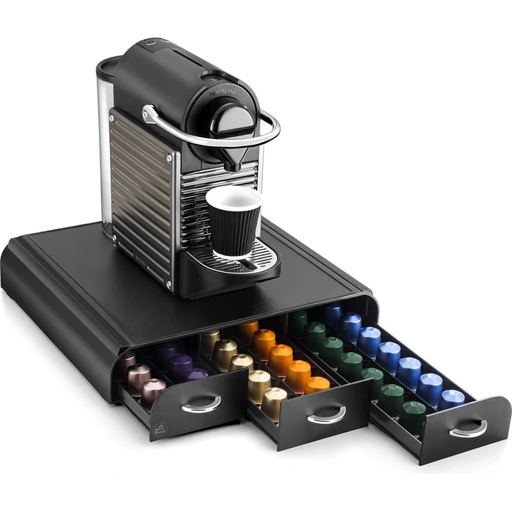 P 23006 Kaffeekapselspender mit 3 schubladen, Kunststoff, schwarz – Bild 1