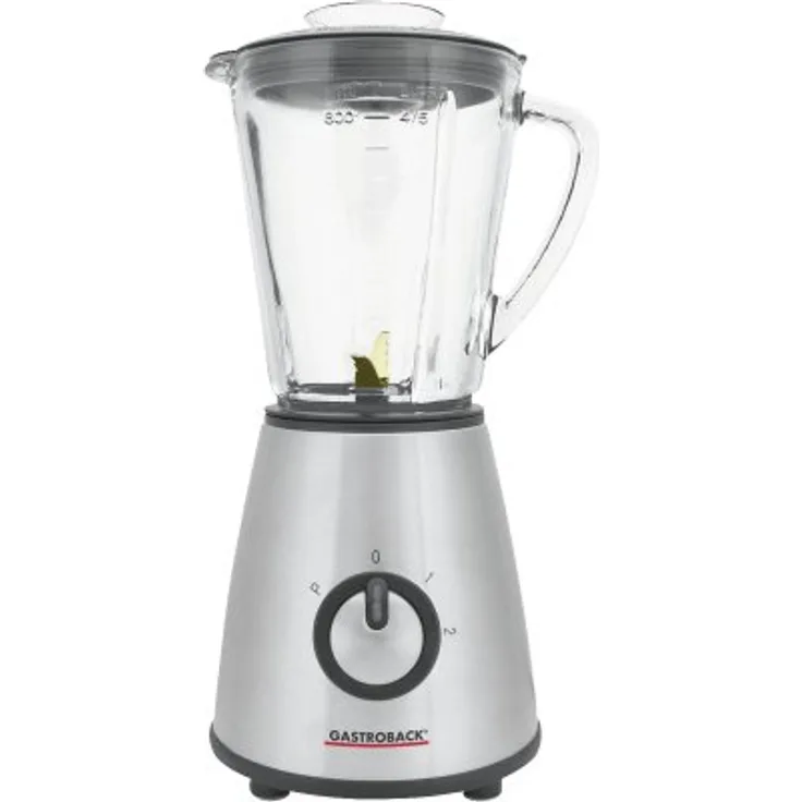 Gastroback 40897 Design Mixer Mini, leistungsstarker 500 Watt Motor, 2 Geschwindigkeitsstufen und Pulse-Funktion, Deckel mit integriertem Messbecher und Nachfüllöffnung, Edelstahl, Schwarz, Silber