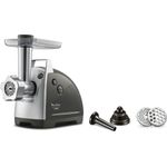 Moulinex ME6868 Meat Mincer Fleischwolf (2200 Watt, 4 Zubehörteile inbegriffen, sicheres Reverse-System) schwarz-silber