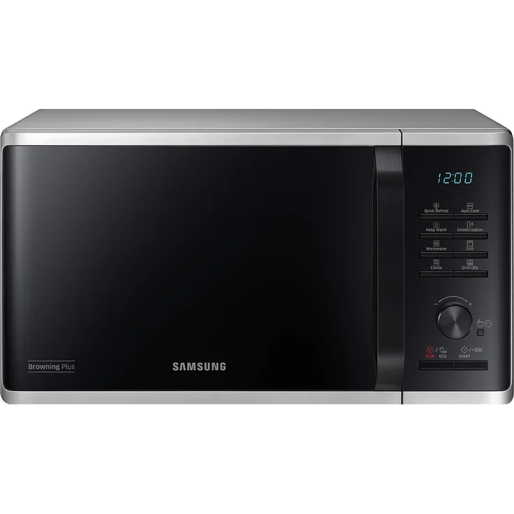 Samsung MW3500K MG2AK3515AS-EG Mikrowelle mit Grill - 800 W - 23 L Garraum - 48,9 cm Breite - Quick Defrost - 27 Automatikprogramme - silber - E-Commerce Verpackung