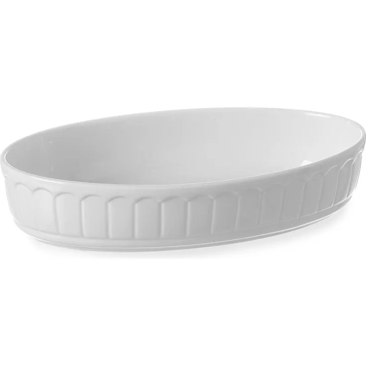 HENDI Ofenform Rustica, Oval, Hohe Schlag- und Verschleißfestigkeit, geeignet für Ofen, Mikrowelle, Geschirrspüler, 245x145x(H)55mm, Weiß Porzellan