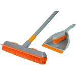 Gravidus 3-teilig Set Gummibesen + Handbesen + Schaufel, grau-orange