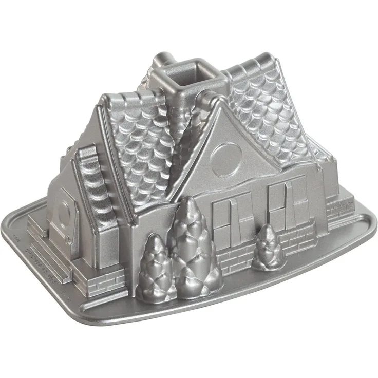 NordicWare Backform Lebkuchenhaus, Aluminium, Silber, 13 x 25 x 19 cm
