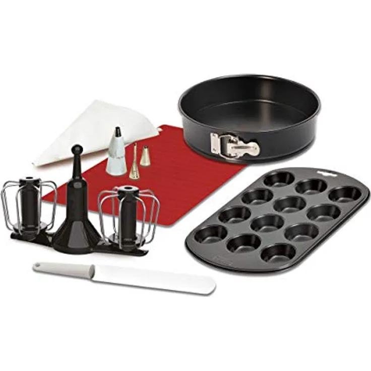Krups XF5560 Prep&Cook Zubehör Set, schwarz-weiß-rot