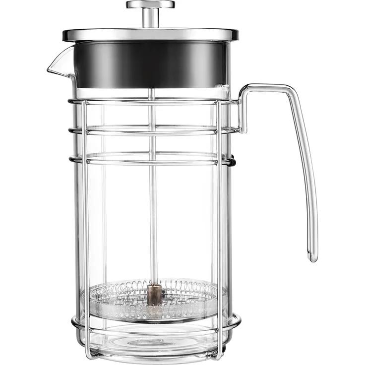Dajar Aroma Kaffeezubereiter Metallgriff 1000 ml Ambition, Glas, Schwarz Transparent Silber, 14 x 14 x 21,5 cm