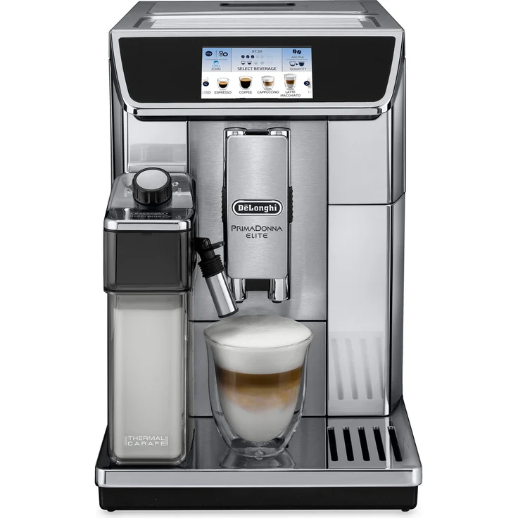 De'Longhi ECAM 650.75.MS Prima Donna Elite Kaffeevollautomat, Edelstahl, TFT Touch-Screen-Farbdisplay,15 bar Pumpendruck, silber, 470 x 260 x 360 mm, mit Milchsystem und integriertem Mahlwerk – Bild 3