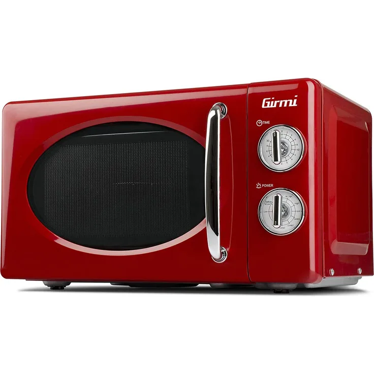 Girmi FM21 Mikrowelle mit Grill, Vintage-Design, Standgerät, 20 Liter Garraum, 700 Watt, rot
