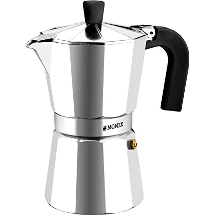 Monix Vitro Express Mokkakannen für 3 Tassen, Aluminium, Edelstahl