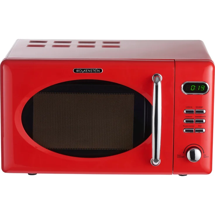 Wolkenstein MW720 FRW RETRO Mikrowelle, Standgerät, 700 Watt, 20 Liter Garraum, rot – Bild 1