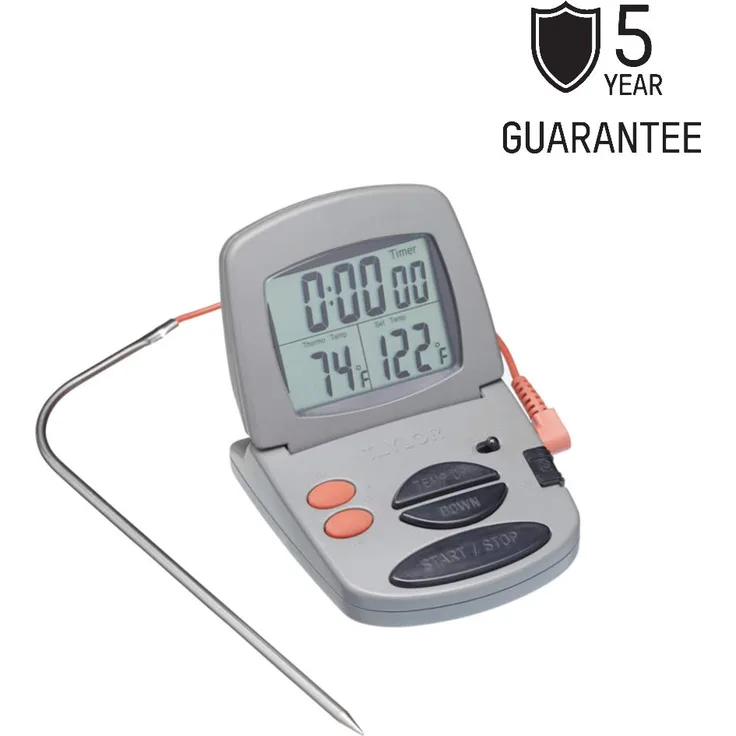 Taylor TYPTHWIRE Pro In Oven Meat Thermometer with Digital Kitchen Timer, Plastic