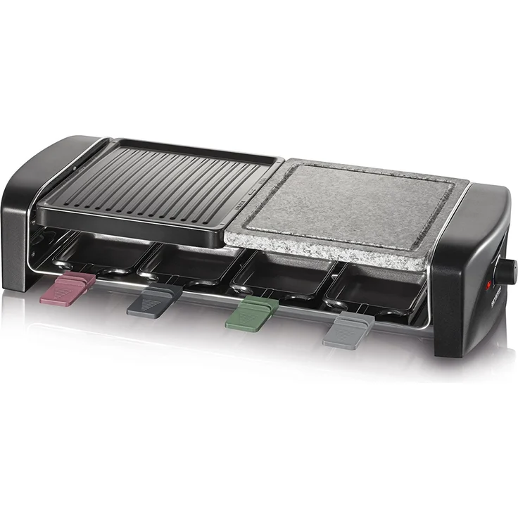 SEVERIN Raclette-Grill mit Naturgrillstein und Gussplatte, ca. 1.400 W, Inkl. 8 Pfännchen, RG 9645 – Bild 2