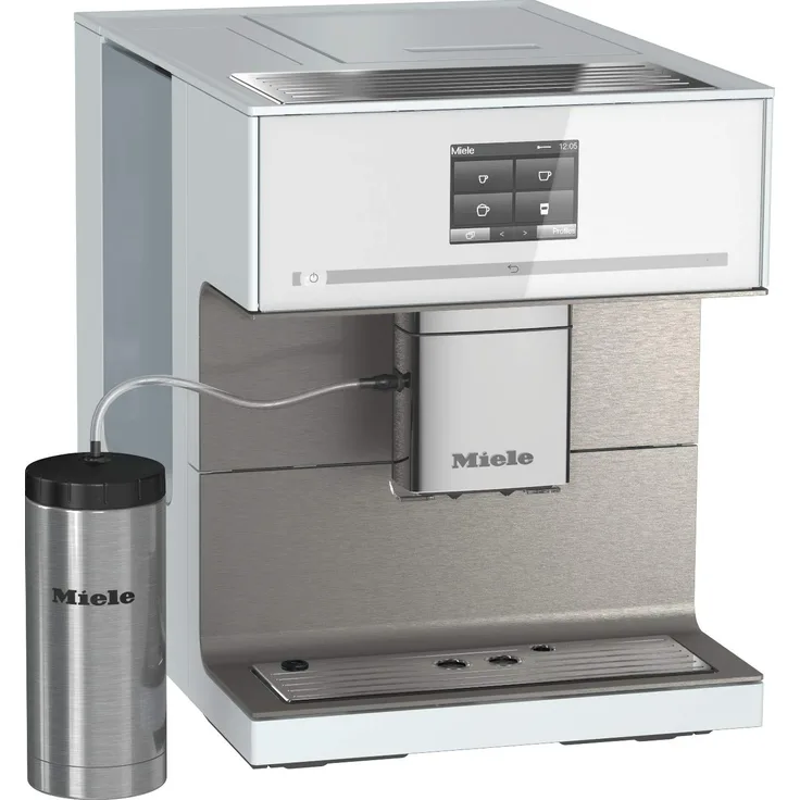 Miele CM 7550 Kaffeevollautomat (Smartphone bedienbar mit WiFiConnect, Kaffeemaschine mit vollautomatischer Entkalkung) weiß, mit Milchsystem