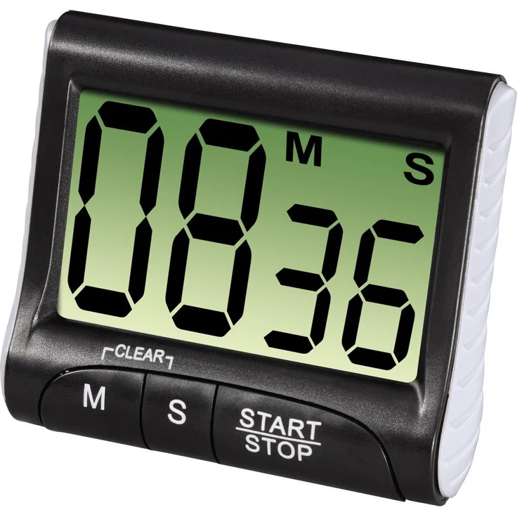 Xavax Digitaler Küchentimer mit Timer- und Stopp-Uhr-Funktion (Befestigung via Magnet, Clip, Hänger oder Aufsteller) batteriebetrieben, schwarz – Bild 1