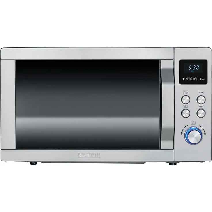 Severin MW 7754 3-in-1 Mikrowelle mit Grill- und Ultra-Heißluftfunktion, 900 Watt, Inkl. Drehteller, Grillrost und Pizza-Teller, Standgerät, edelstahl-schwarz – Bild 1
