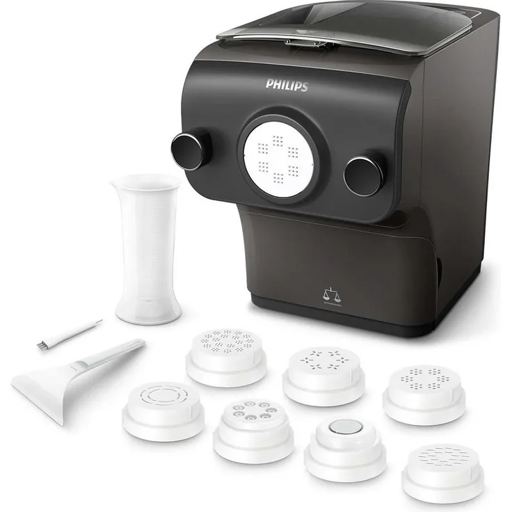 Philips HR2382-15 Pastamaker 200 W, vollautomatische Pastamaschine, mit Wiegefunktion und 8 Formscheiben, kaschmirgrau, Serie: Avance Collection