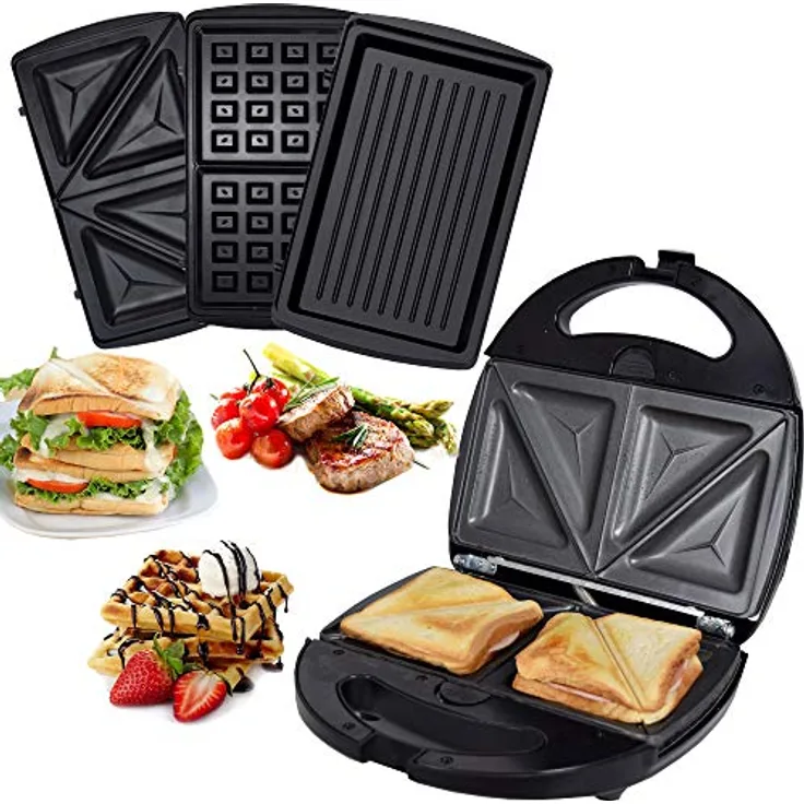 Chef-Maker SM-1300W-3 in 1 Sandw. Waffel. Grillplatten
