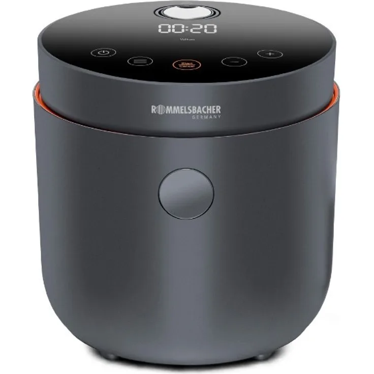 Rommelsbacher MRK 500 RISA Reiskocher, 500 Watt, 6 Programme, Reis, Vollkorn, Low Carb, Suppe, Milchreis, Aufwärmen), Cool-Touch Gehäuse, herausnehmbarer antihaftbeschichteter Innentopf, grau