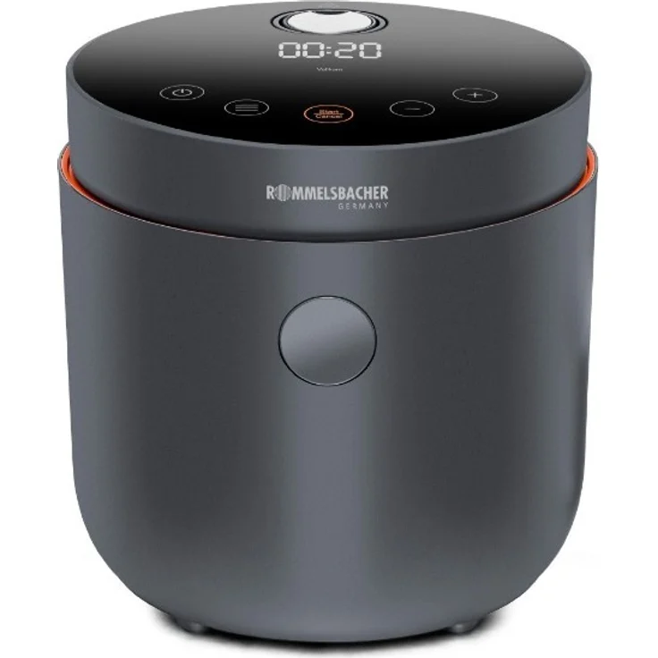 Rommelsbacher MRK 500 RISA Reiskocher, 500 Watt, 6 Programme, Reis, Vollkorn, Low Carb, Suppe, Milchreis, Aufwärmen), Cool-Touch Gehäuse, herausnehmbarer antihaftbeschichteter Innentopf, grau – Bild 1