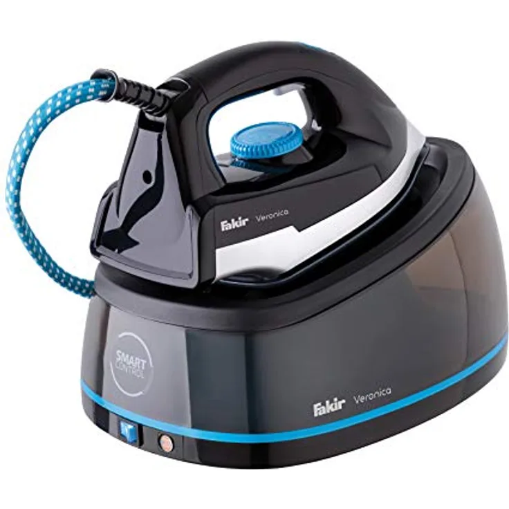 Fakir Veronica-Dampf-Bügelstation, Bügeleisen-Dampfstation, Dampfbügeleisen, Titan-Bügelsohle, 5 bar Dampfleistung, Anti-Kalk-System, schwarz - 2400 Watt