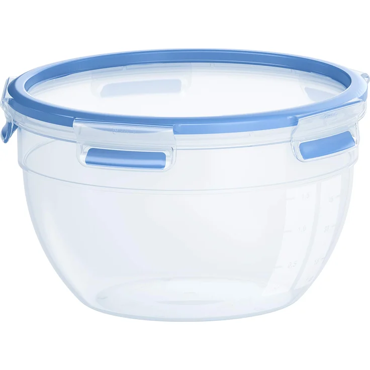 Emsa N1011400 Clip & Close Frischhaltedose rund Fassungsvermögen: 2,6 Liter, Clip-Verschluss, Kunststoff Transparent-Blau – Bild 1