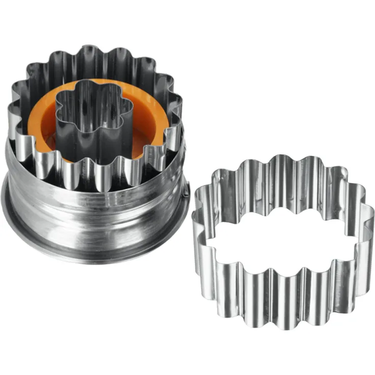 Metaltex Edelstahl geriffelt Form Ausstecher mit Auswerfer, geschnitzt, silberfarben