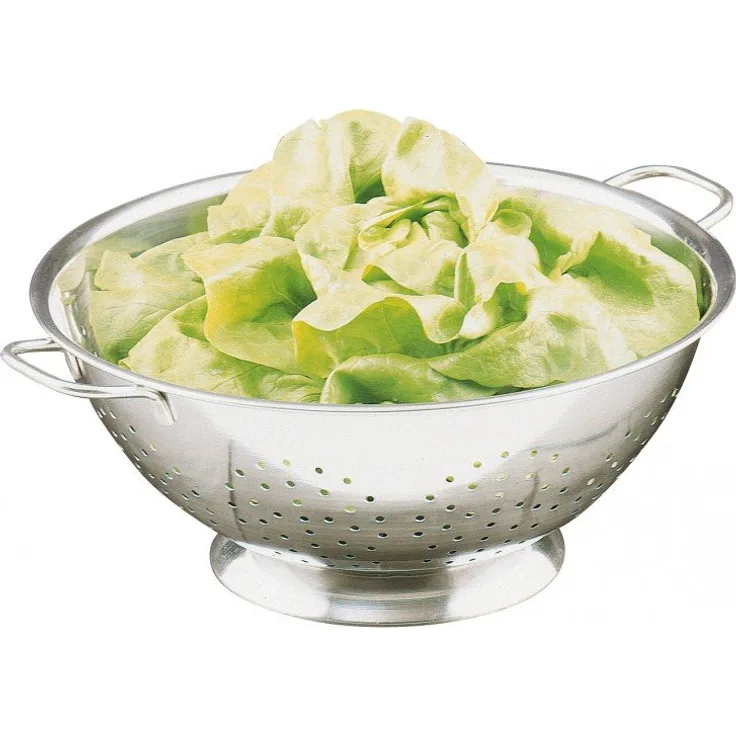axentia Salatseiher silber, robustes Salatsieb aus rostfreiem Edelstahl, Nudelsieb platzsparend verstaubar, flache Obstschale Ø 28 cm