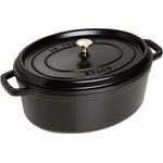 Staub 40509-319-0 Cocotte-Bräter, oval mit Deckel 31 cm, 5,5 L, mit mattschwarzer lierung im Inneren des Topfes, schwarz