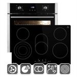 KKT Kolbe SET8005_77RL, Herd-Set, Einbaubackofen EB8005ED + Heizspiralen-Kochfeld KF7705RL, Energieeffizienzklasse A, Einbaugerät, Volumen 70 l, schwarz, edelstahl